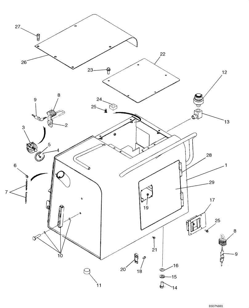 Схема запчастей Case 1150H - (08-01) - RESERVOIR, HYDRAULIC - COVERS (08) - HYDRAULICS