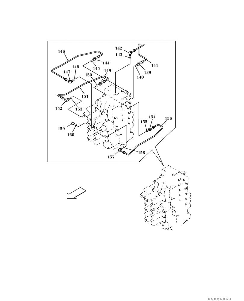 Схема запчастей Case CX330 - (08-35) - PILOT CONTROL LINES, CONTROL VALVE - MODELS WITHOUT LOAD HOLD (08) - HYDRAULICS
