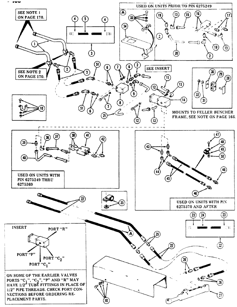 Схема запчастей Case 40BLC - (168) - FELLER BUNCHER COLLECTOR TUBING, (USED WITH 20" AND 24" FELLER BUNCHER TUBING) (07) - HYDRAULIC SYSTEM