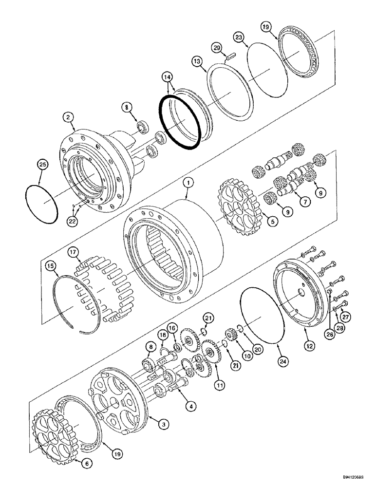 Схема запчастей Case 9010B - (6-004) - FINAL DRIVE TRANSMISSION ASSEMBLY, STANDARD MODELS PRIOR TO P.I.N. DAC0101222 (06) - POWER TRAIN