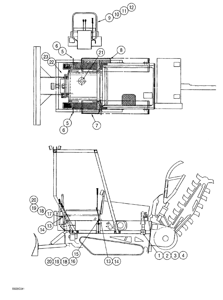 Схема запчастей Case TF300 - (09-04) - LIFT HOOKS, LOCK BARS, STEPS AND LOCKING FUEL CAP (TF300 TRENCHER) (09) - CHASSIS/ATTACHMENTS