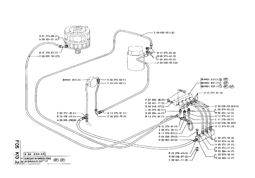 Схема запчастей Case 75C - (F05 K13.2) - HYDRAULIC CIRCUIT (07) - HYDRAULIC SYSTEM