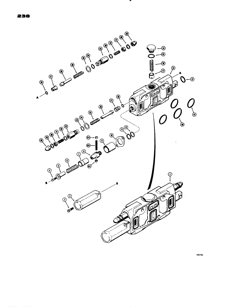 Схема запчастей Case 1150 - (238) - D48841 LOADER TILT SECTION (07) - HYDRAULIC SYSTEM