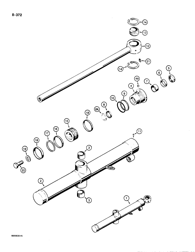 Схема запчастей Case 1450B - (8-372) - DOZER LIFT CYLINDERS, MECHANICAL ANGLE AND HYDRAULIC ANGLE TILT PITCH DZER MODELS (08) - HYDRAULICS