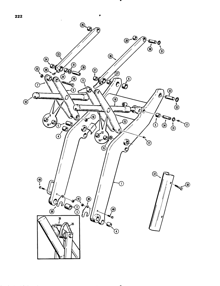 Схема запчастей Case 450B - (222) - LOADER LIFT ARM FRAME AND LINKS (04) - UNDERCARRIAGE