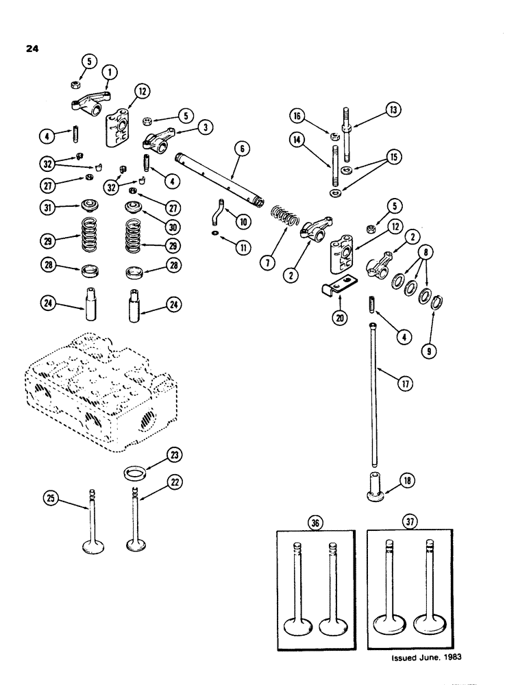 Схема запчастей Case 850C - (024) - VALVE MECHANISM, 336BD AND 336BDT DIESEL ENGINES (01) - ENGINE