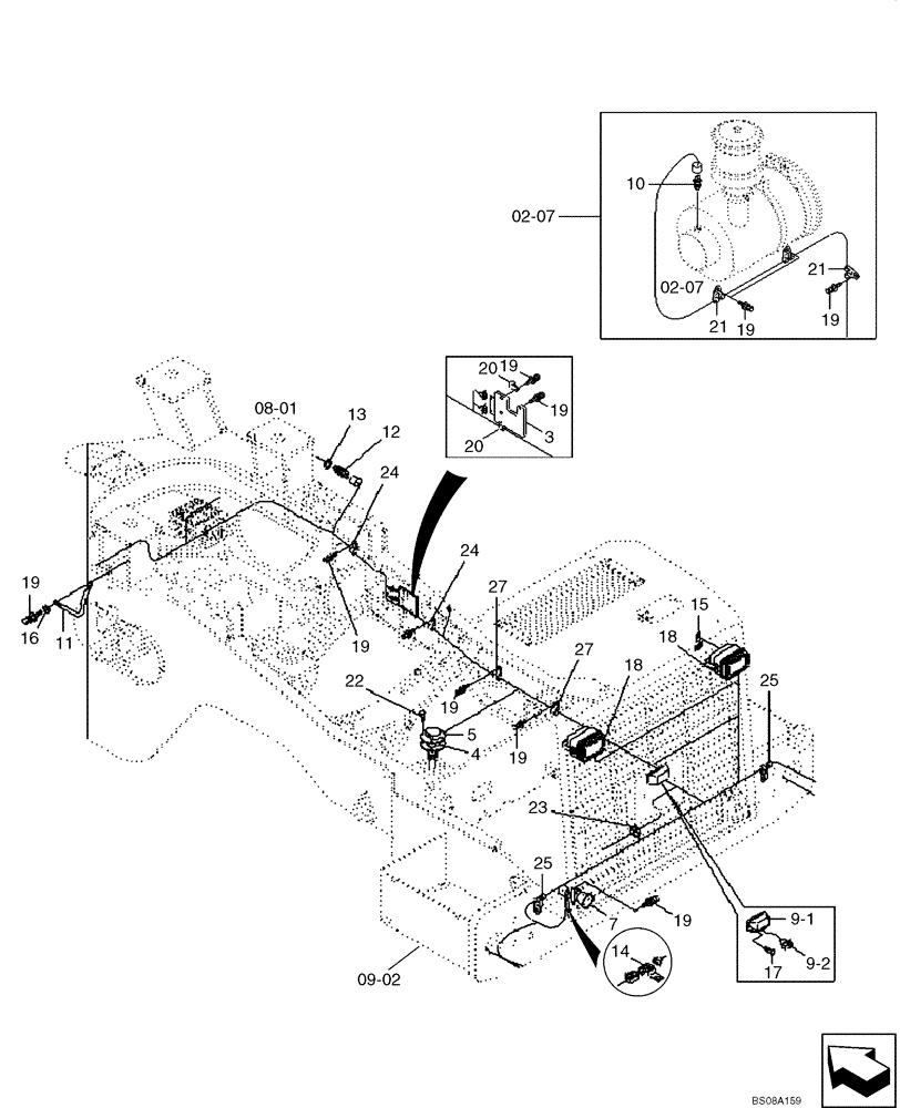 Схема запчастей Case 1221E - (04-03[01]) - HARNESS - REAR FRAME (87700431) (04) - ELECTRICAL SYSTEMS