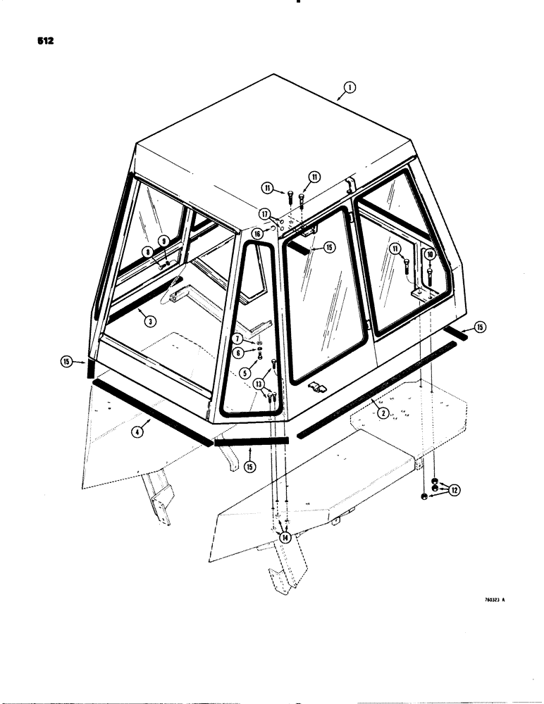 Схема запчастей Case 580C - (512) - CAB AND MOUNTING PARTS (09) - CHASSIS/ATTACHMENTS