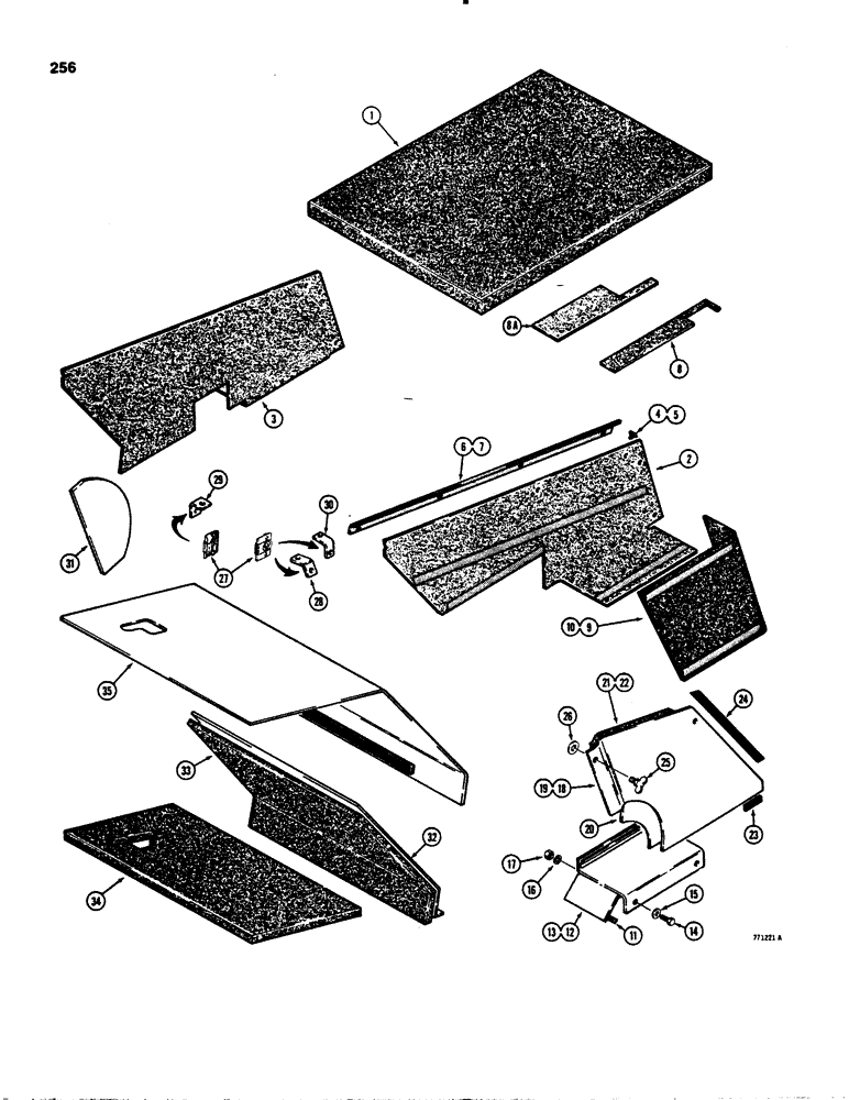 Схема запчастей Case 1845S - (256) - NOISE CONTROL PARTS (90) - PLATFORM, CAB, BODYWORK AND DECALS