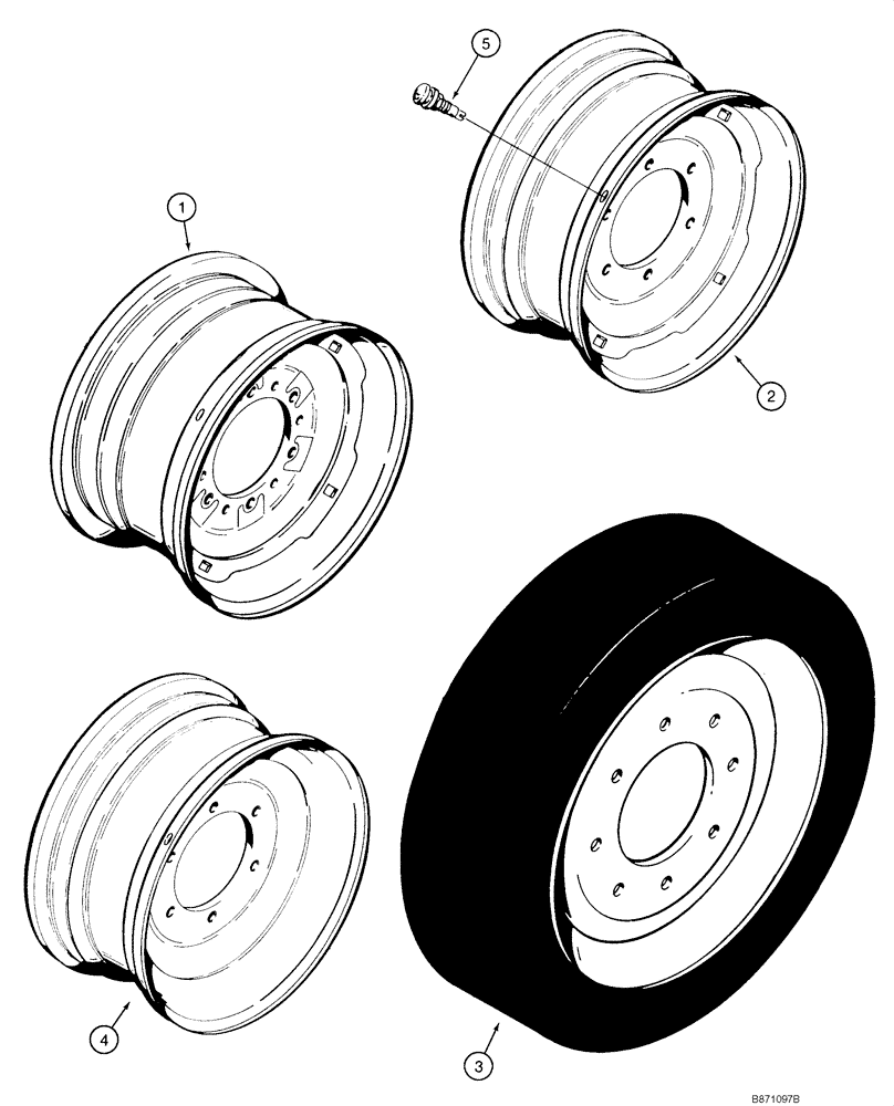 Схема запчастей Case 1840 - (06-10) - WHEELS - TIRES, (NORTH AMERICA) (06) - POWER TRAIN