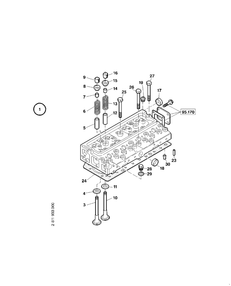 Схема запчастей Case 321D - (95.008[001]) - CYLINDER HEAD (S/N 591052-UP) No Description