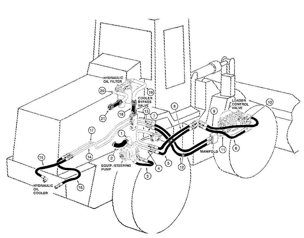 Схема запчастей Case 921B - (1-016) - PICTORIAL INDEX - BASIC HYDRAULIC CIRCUIT (00) - PICTORIAL INDEX