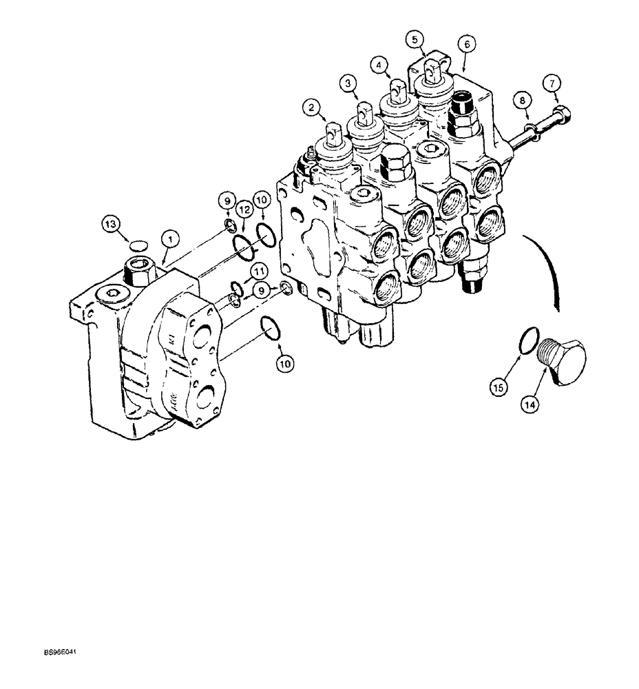 Схема запчастей Case 1150G - (8-046) - FOUR-SPOOL VALVE, WITH RIPPER, PRIOR TO JJG0218023 AND JJG0218024 - JJG0218478 (07) - HYDRAULIC SYSTEM