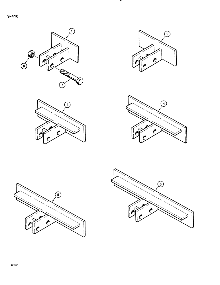 Схема запчастей Case DH4B - (9-410) - DRAG PLATES - 70,000 LB. STANDARD CHAINLINE (09) - CHASSIS/ATTACHMENTS