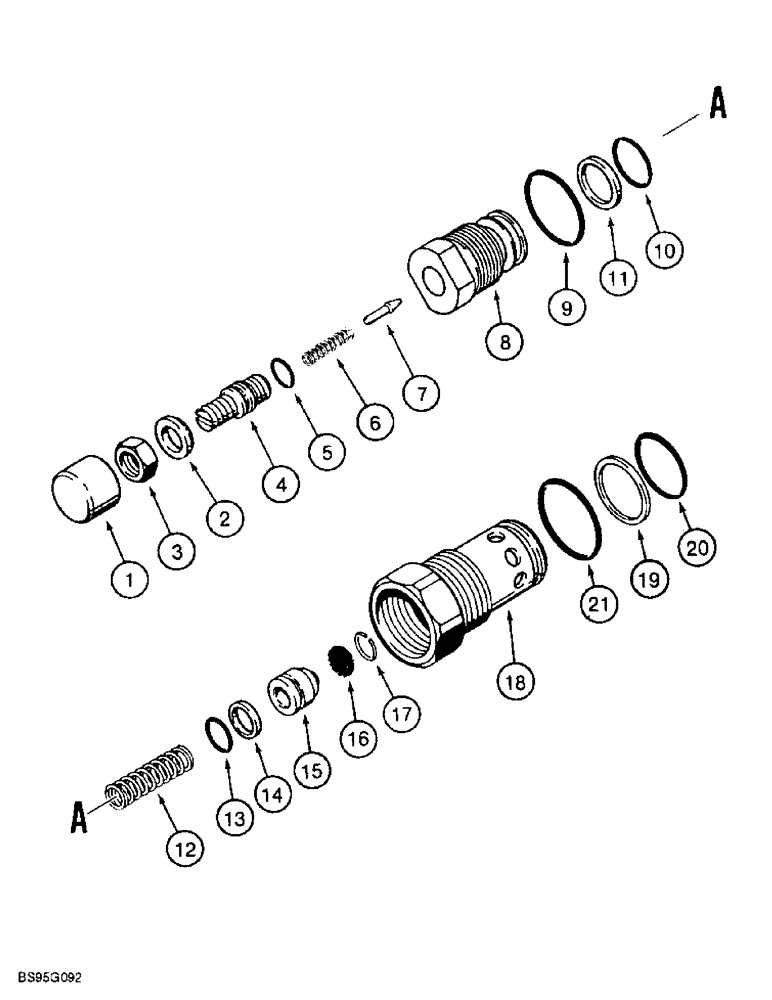 Схема запчастей Case 621B - (8-49A) - CIRCUIT RELIEF VALVE, 121005A1 (08) - HYDRAULICS