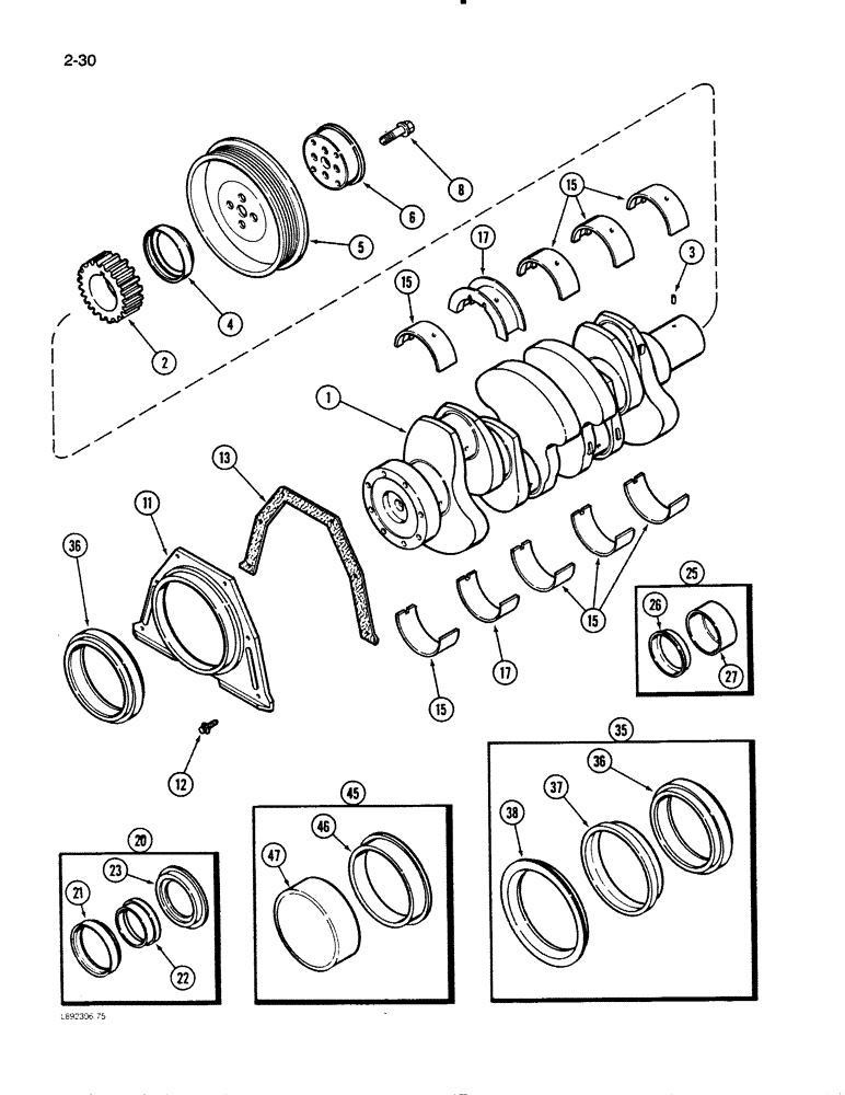 Схема запчастей Case W11B - (2-030) - CRANKSHAFT, 4-390 ENGINE, 4T-390 ENGINE (02) - ENGINE