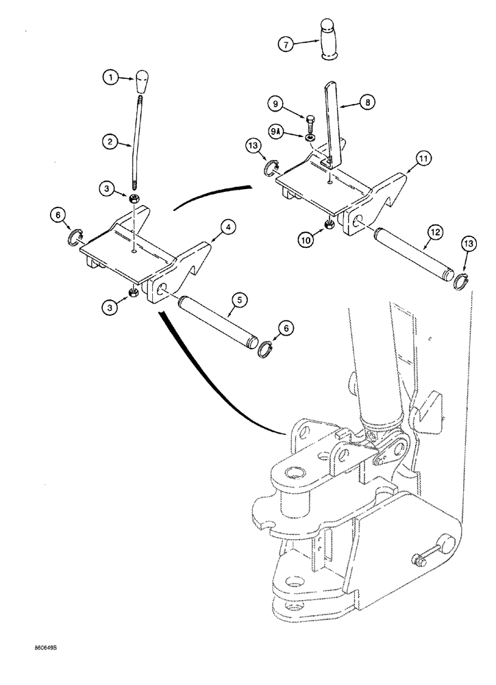 Схема запчастей Case 760 - (09-036) - BACKHOE BOOM LATCH (84) - BOOMS, DIPPERS & BUCKETS