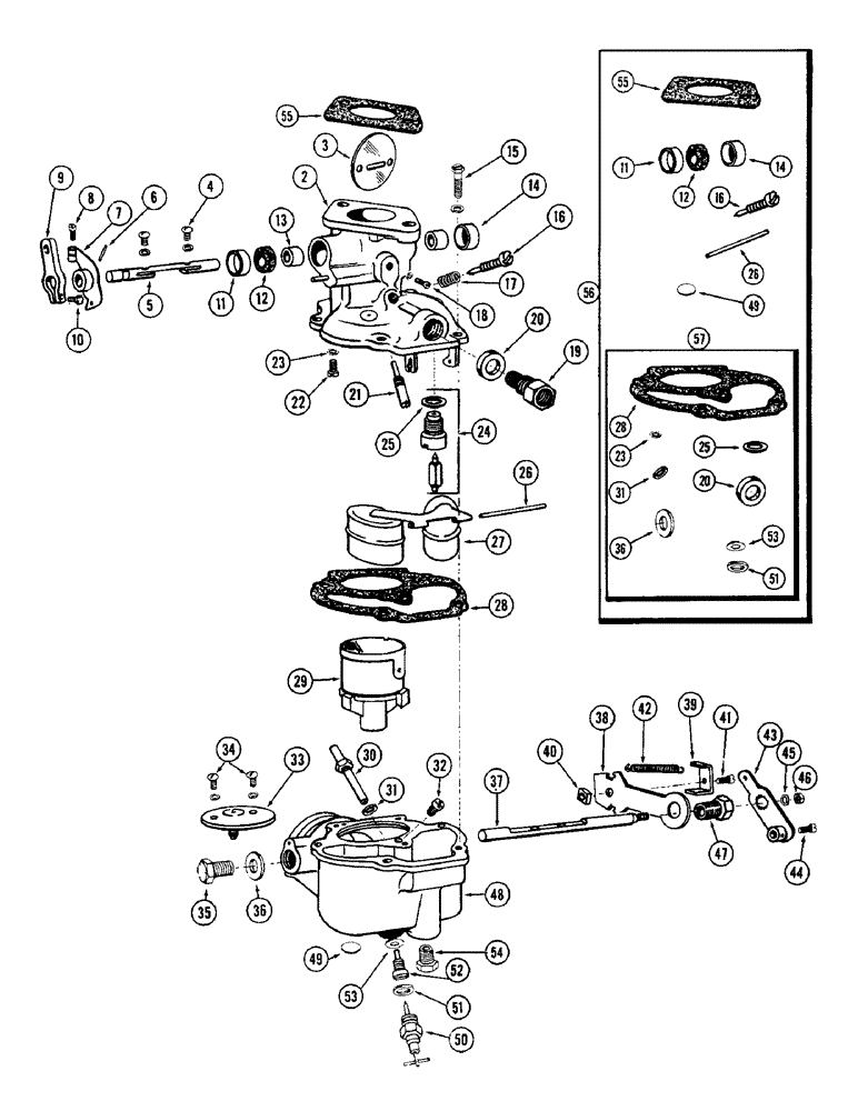 Схема запчастей Case W10B - (048) - A24552 CARBURETOR, (377) SPARK IGNITION ENGINE, USED WITH DRY TYPE AIR CLEANER (03) - FUEL SYSTEM