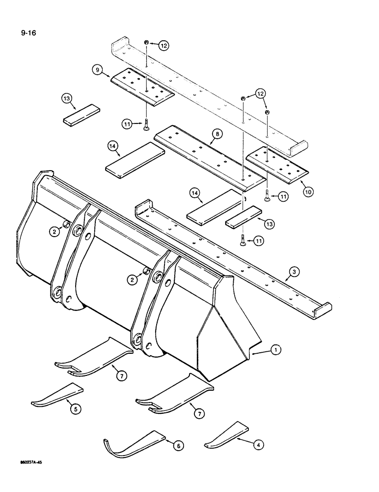 Схема запчастей Case W14C - (9-14) - LOADER BUCKETS (09) - CHASSIS/ATTACHMENTS