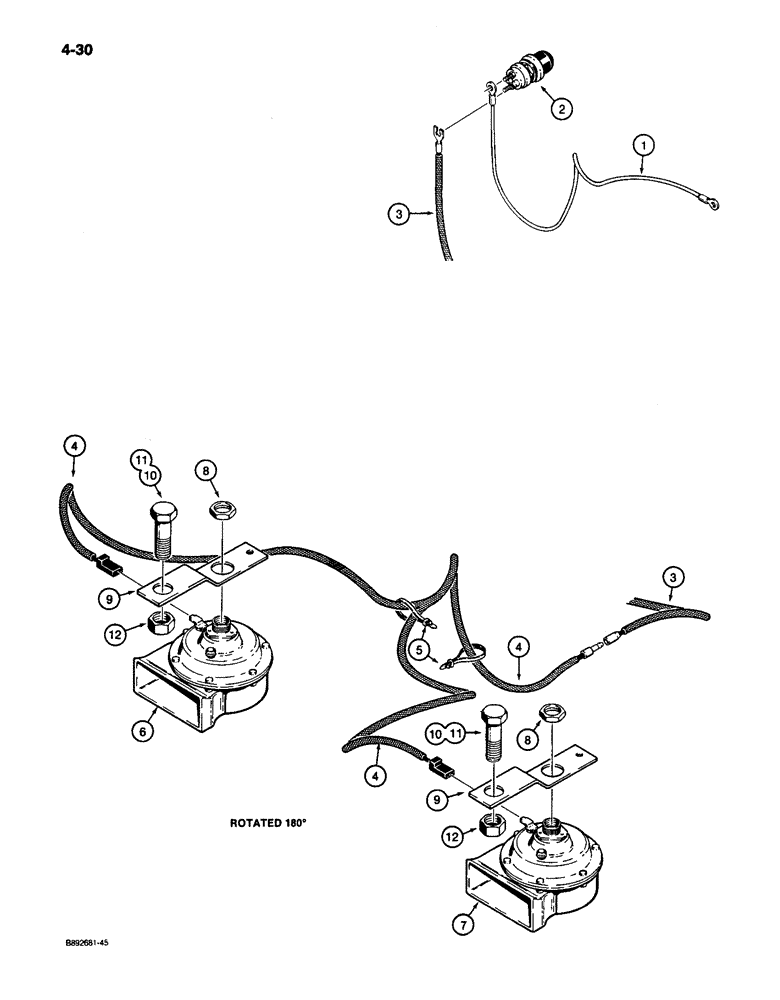 Схема запчастей Case 650 - (4-30) - HORN (04) - ELECTRICAL SYSTEMS