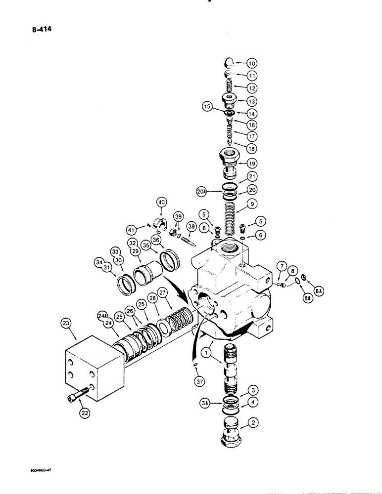 Схема запчастей Case 1450B - (8-414) - INLET-OUTLET SECTION (08) - HYDRAULICS