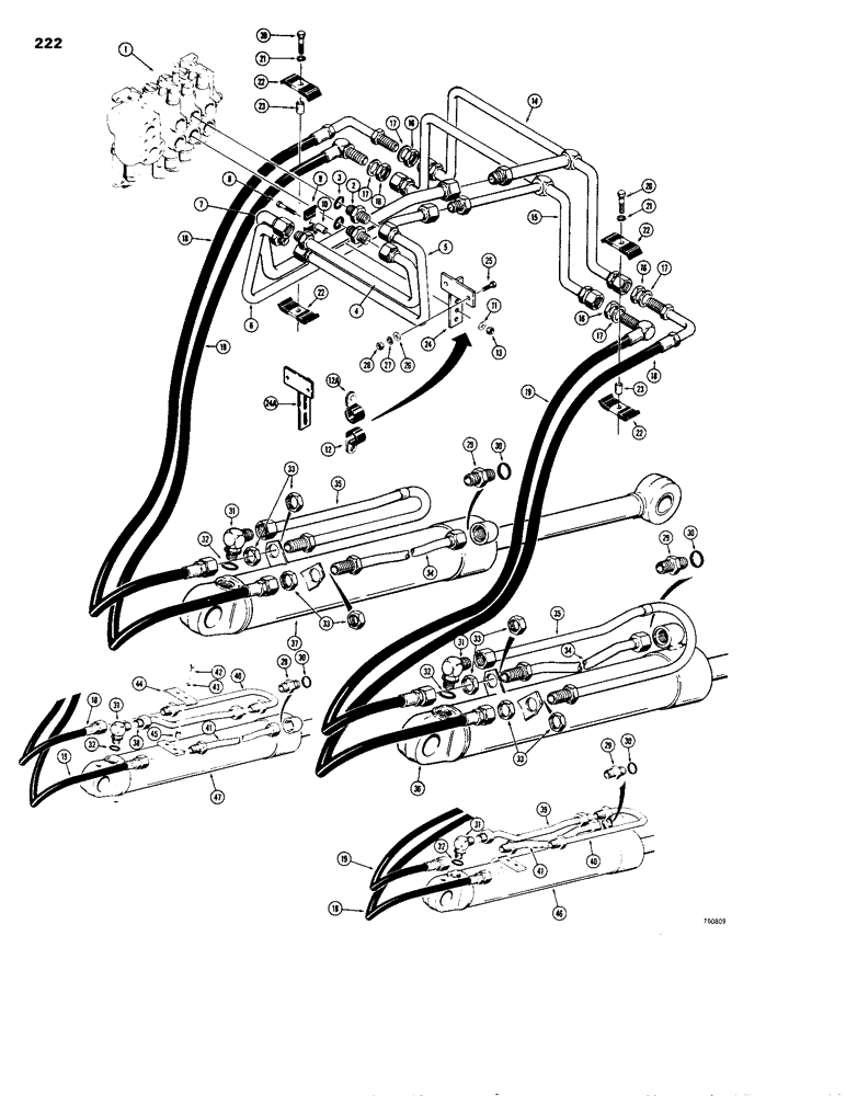 Схема запчастей Case 1150B - (222) - LOADER LIFT HYDRAULIC CIRCUIT (07) - HYDRAULIC SYSTEM
