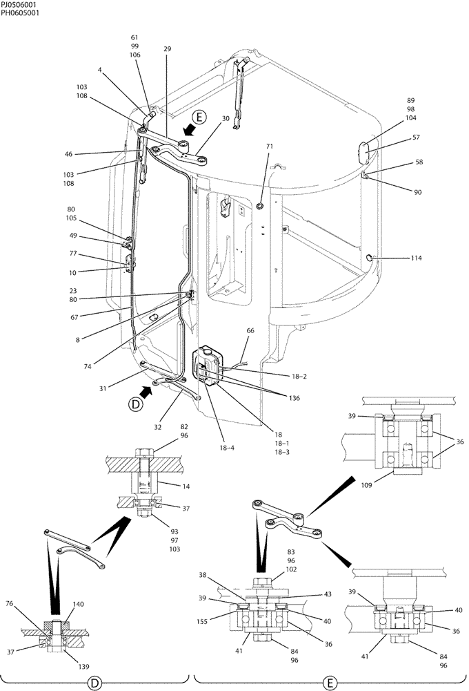 Схема запчастей Case CX50B - (05-010) - CAB ASSY-COOLER (50) - CAB CLIMATE CONTROL