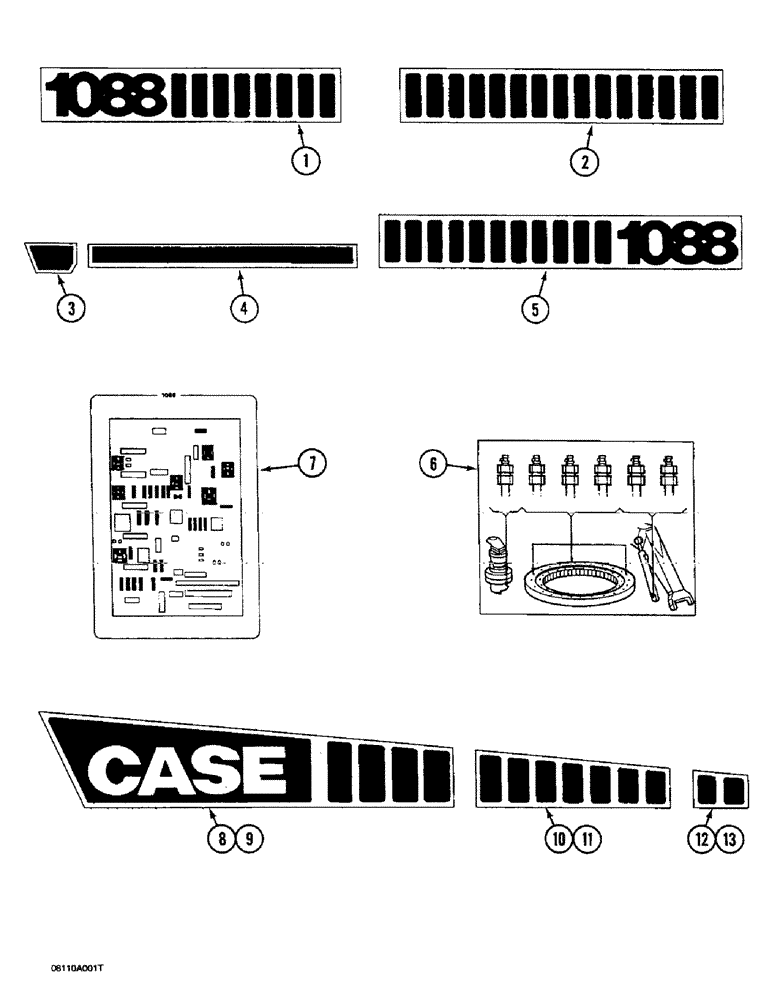 Схема запчастей Case 1088 - (9H-02) - DECALS, P.I.N. FROM 72203 TO 72207 (09) - CHASSIS/ATTACHMENTS