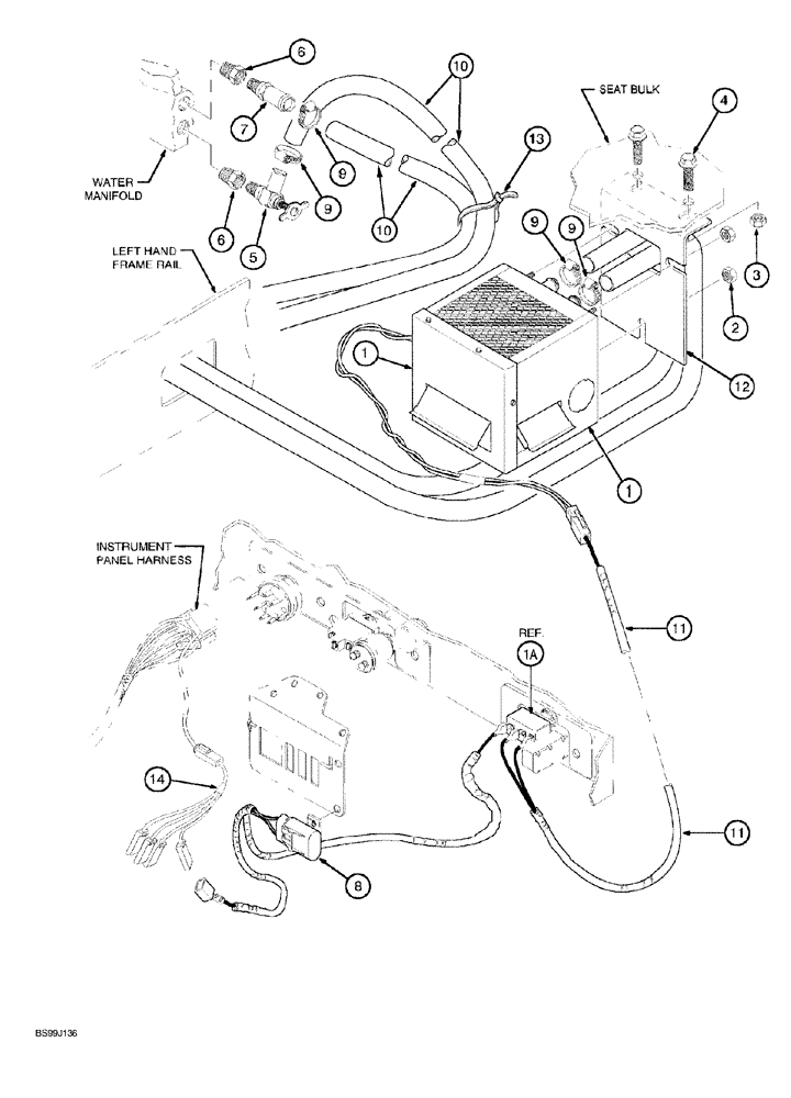 Схема запчастей Case 689G - (04-36) - CAB HEATER (09) - CHASSIS