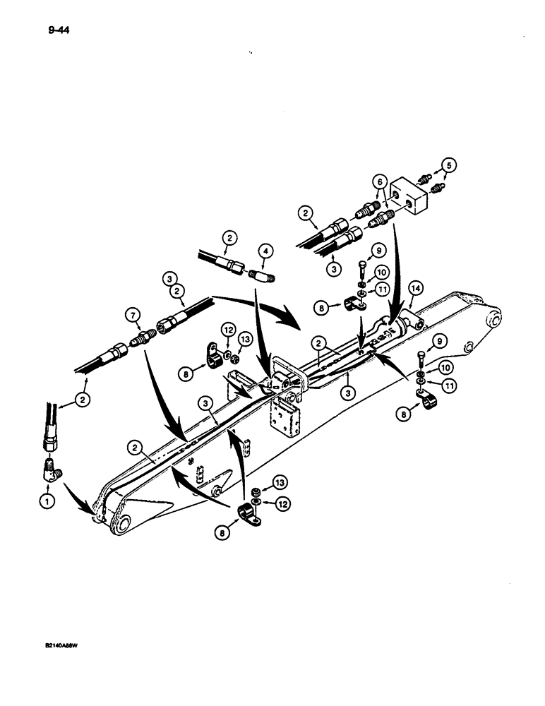 Схема запчастей Case 1187C - (9-44) - ARM LUBRICATION SYSTEM (09) - CHASSIS