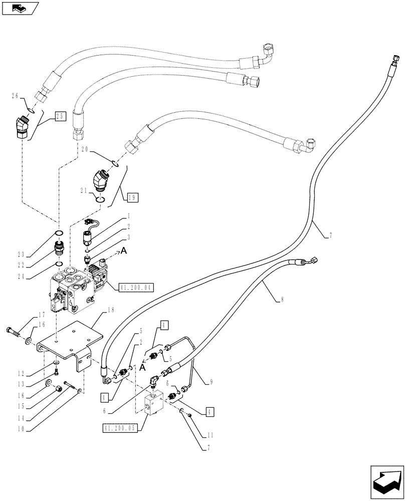 Схема запчастей Case 921F - (41.200.06[01]) - JOYSTICK STEERING, HYDRAULICS (41) - STEERING