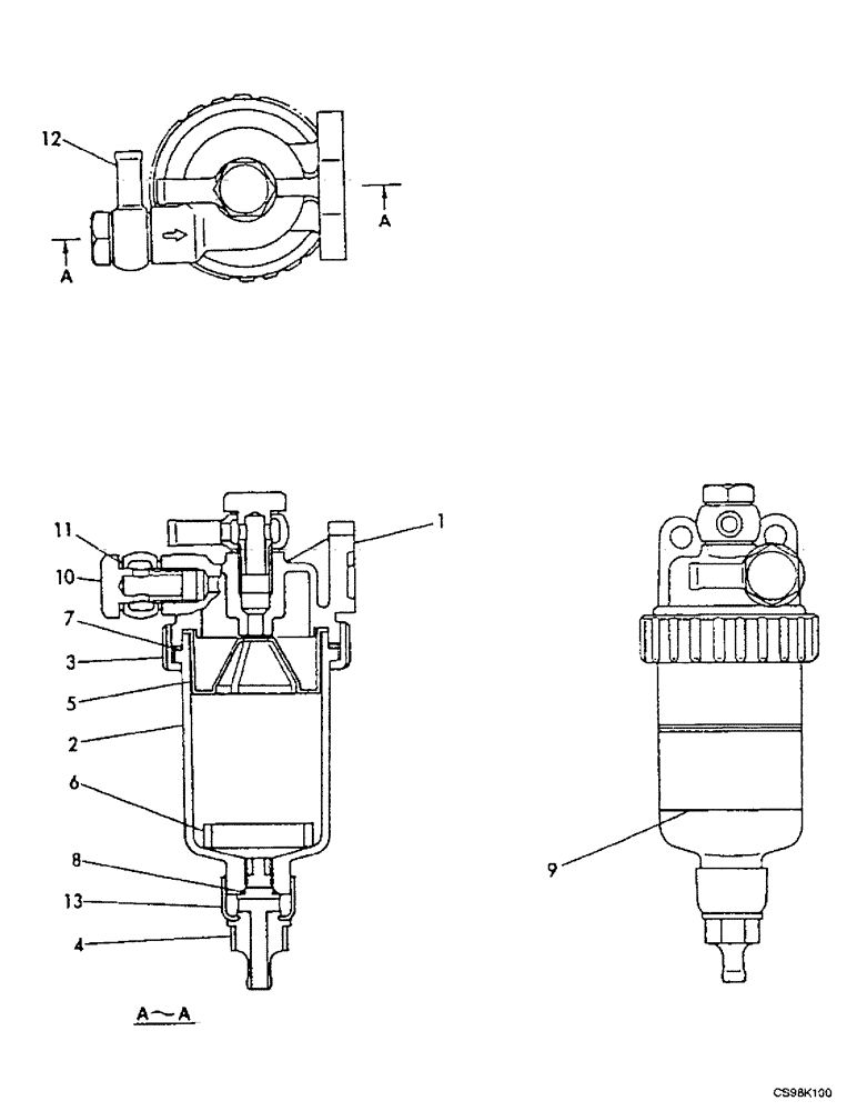 Схема запчастей Case 9007B - (3-08) - FILTER WITH FUEL SEPARATOR (03) - FUEL SYSTEM