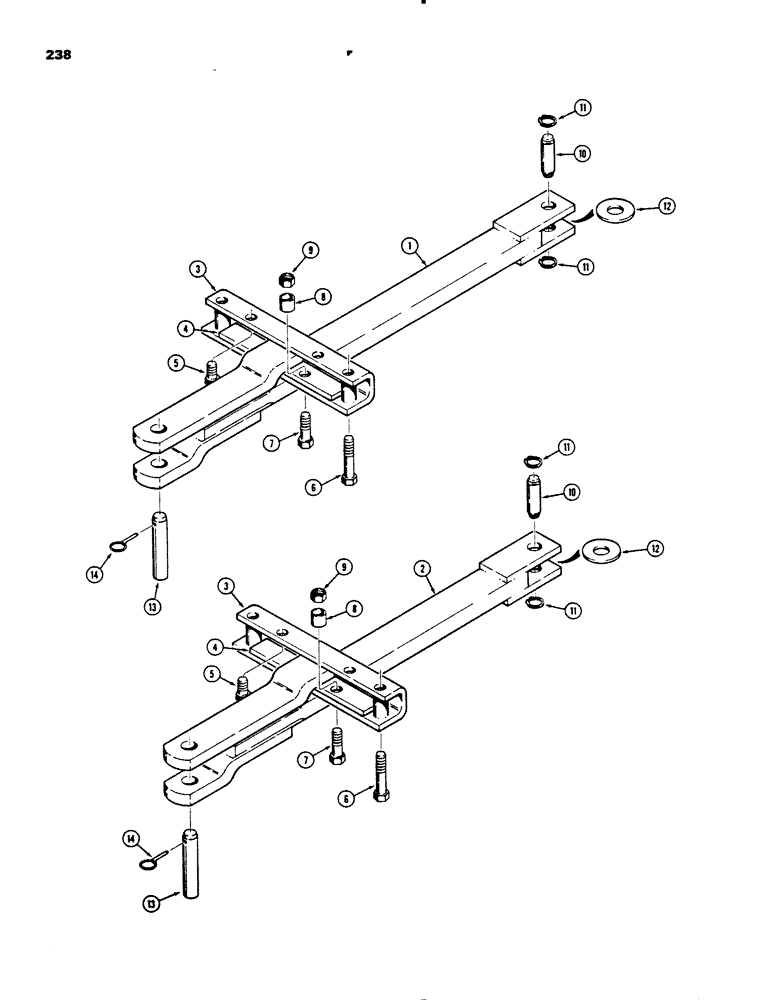 Схема запчастей Case 450B - (238) - DRAWBARS, USED ON MODELS WITH MODEL 19 WINCH (05) - UPPERSTRUCTURE CHASSIS