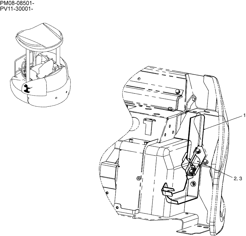 Схема запчастей Case CX27B - (01-055) - HOLDER ASSY (90) - PLATFORM, CAB, BODYWORK AND DECALS