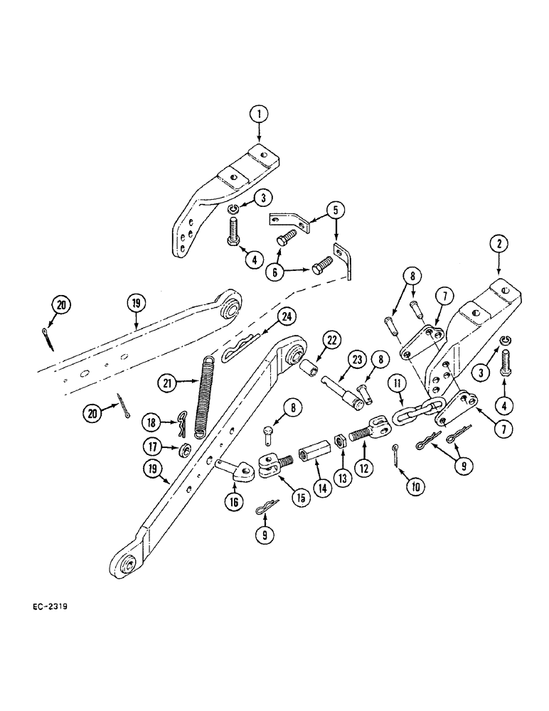 Схема запчастей Case 380B - (9-306) - LOWER LINKS, THREE POINT HITCH (09) - CHASSIS/ATTACHMENTS