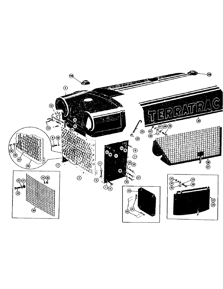 Схема запчастей Case 800 - (146) - HOOD, SHROUD, AND BUMPER (05) - UPPERSTRUCTURE CHASSIS