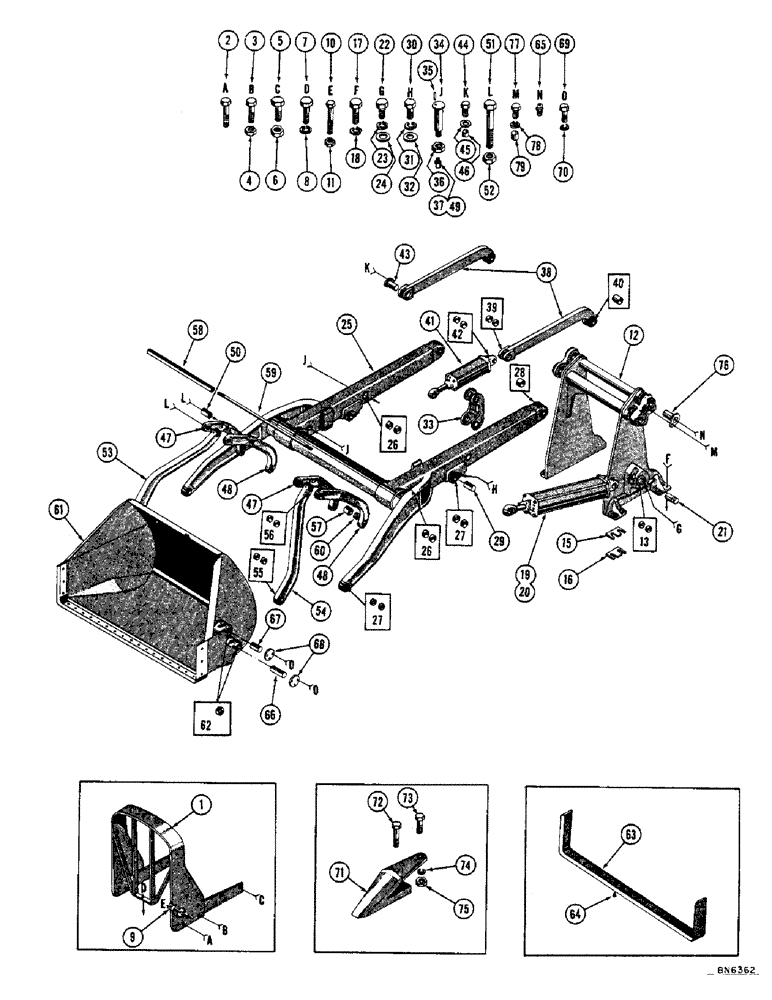 Схема запчастей Case 800 - (158) - END HINGE LOADER (TYPE II) (05) - UPPERSTRUCTURE CHASSIS