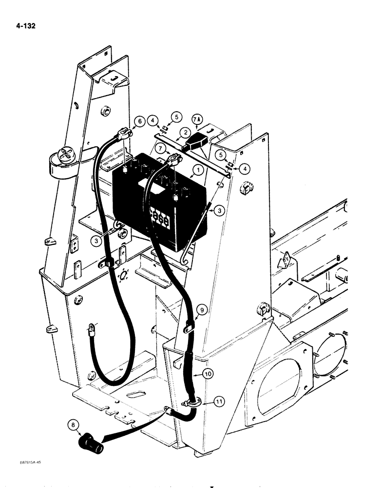 Схема запчастей Case 1818 - (4-132) - BATTERY AND CABLES, GASOLINE MODELS (04) - ELECTRICAL SYSTEMS
