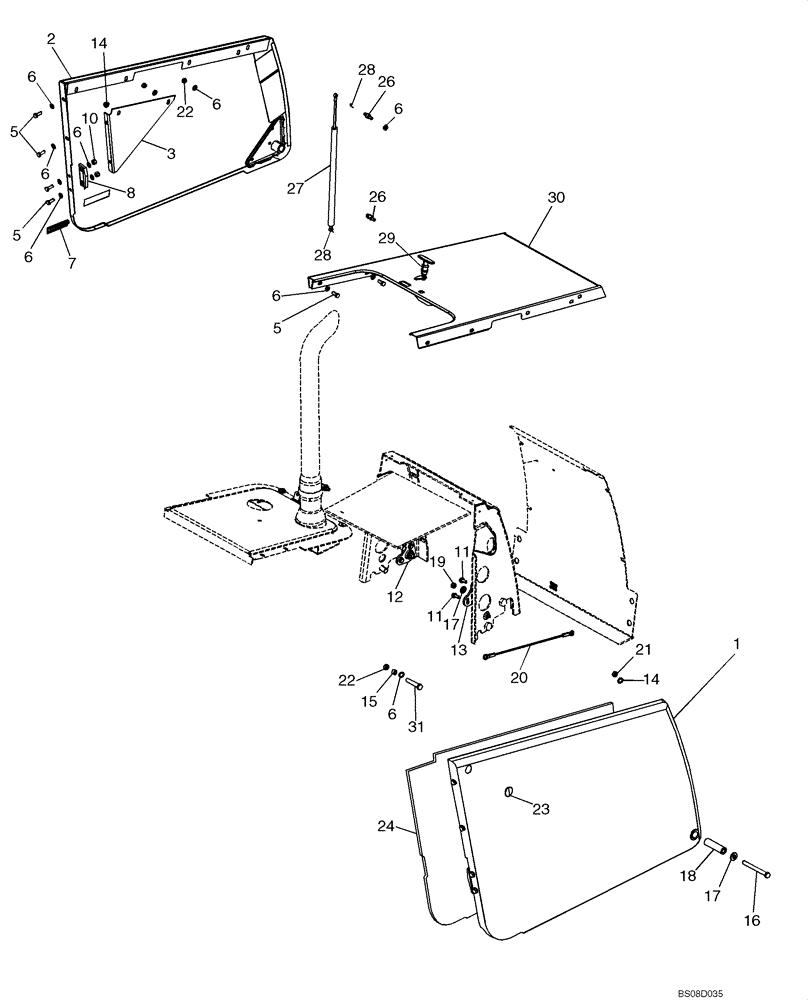 Схема запчастей Case 570MXT - (09-25) - HOOD - PANELS, SIDE (09) - CHASSIS/ATTACHMENTS