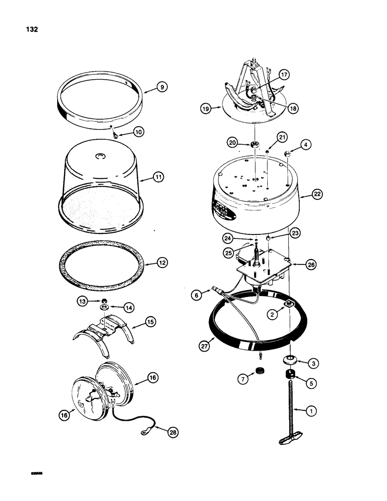 Схема запчастей Case 580SD - (132) - ROTATING BEACON (04) - ELECTRICAL SYSTEMS