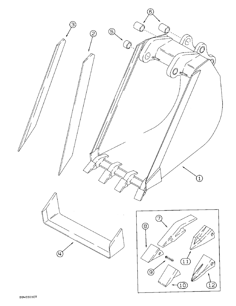 Схема запчастей Case 590 - (9-062) - BACKHOE BUCKET,24" (610 MM) WIDE & 30" (762 MM) WIDE,24" (610MM) WIDE HIGH CAPACITY TRENCHING BUCKET (09) - CHASSIS/ATTACHMENTS