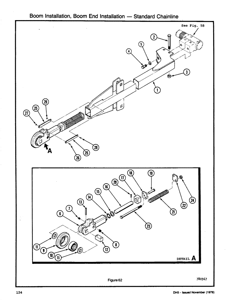 Схема запчастей Case DH5 - (124) - BOOM INSTALLATION, BOOM END INSTALLATION - STANDARD CHAINLINE (89) - TOOLS