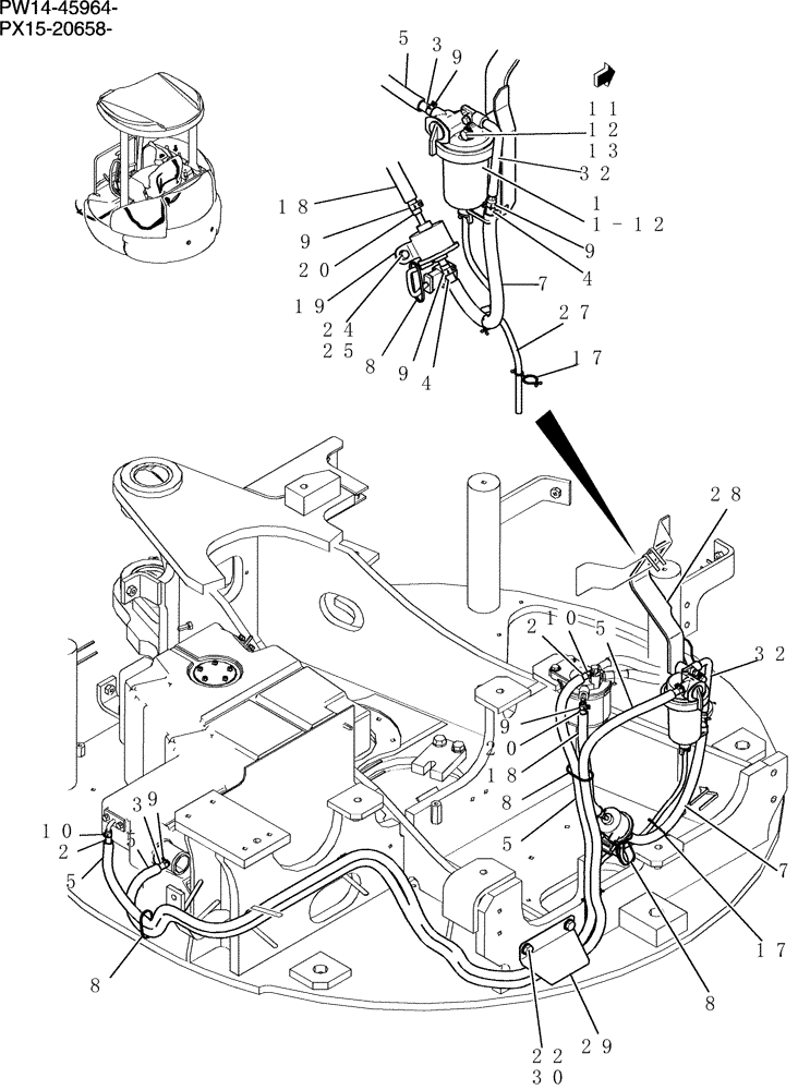 Схема запчастей Case CX36B - (709-01[1]) - FUEL LINES (COOLER) (05) - SUPERSTRUCTURE