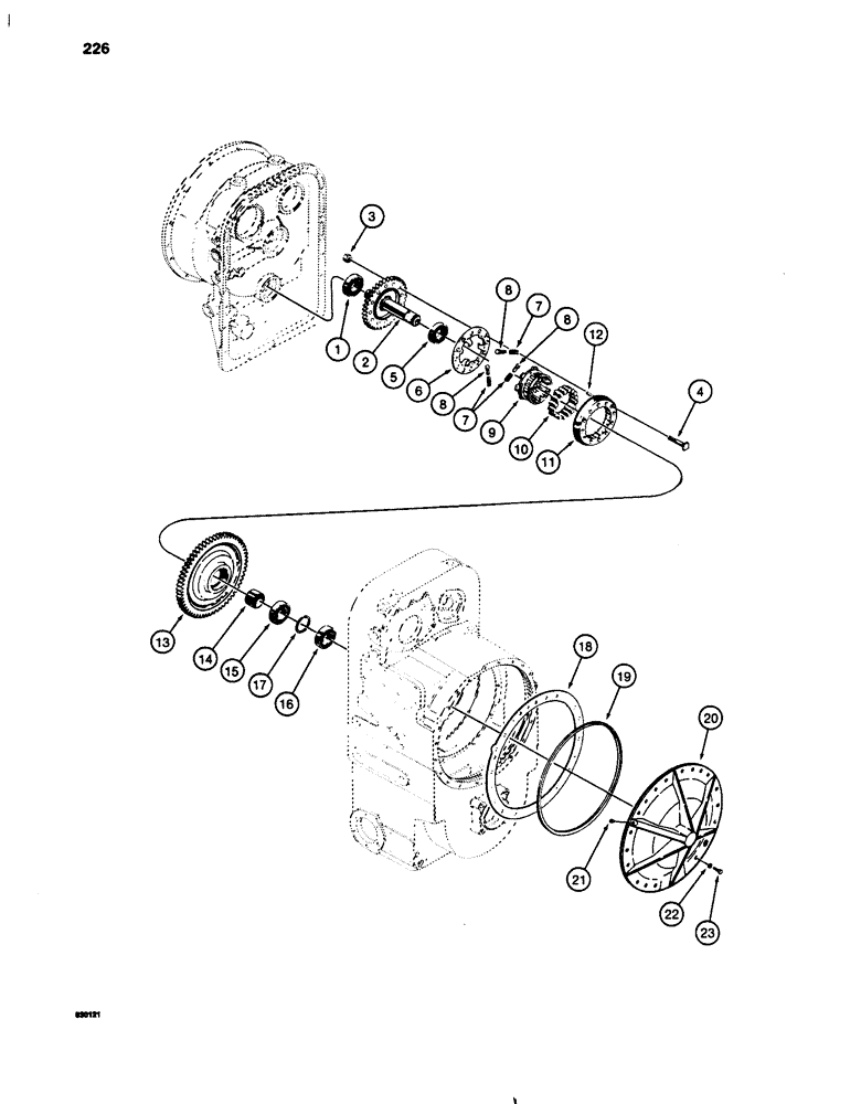 Схема запчастей Case W24C - (226) - TRANSMISSION, TURBINE DRIVEN GEARS, FREEWHEEL UNITS, AND FRONT COVERS L60857 TRANSMISSION (06) - POWER TRAIN