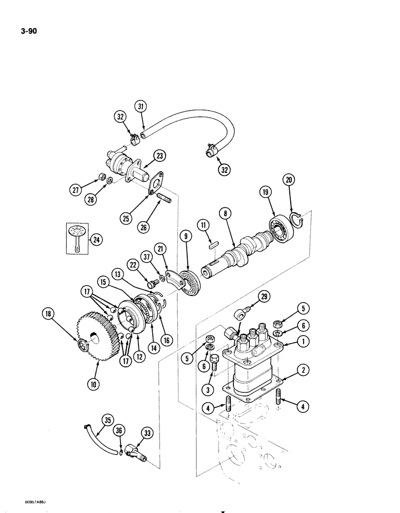 Схема запчастей Case 1818 - (3-090) - INJECTION PUMP DRIVE, DIESEL MODELS (03) - FUEL SYSTEM