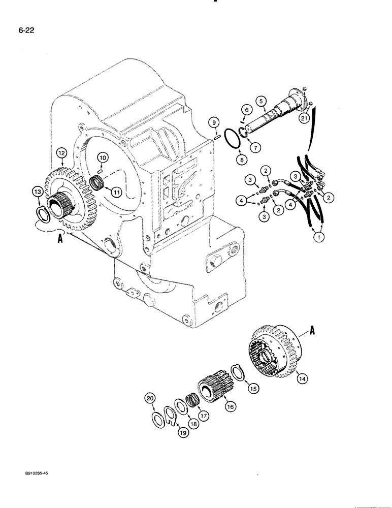 Схема запчастей Case 821 - (6-022) - TRANSMISSION ASSEMBLY, THIRD AND FOURTH CLUTCHES, PRIOR TO P.I.N. JAK0024165 (06) - POWER TRAIN