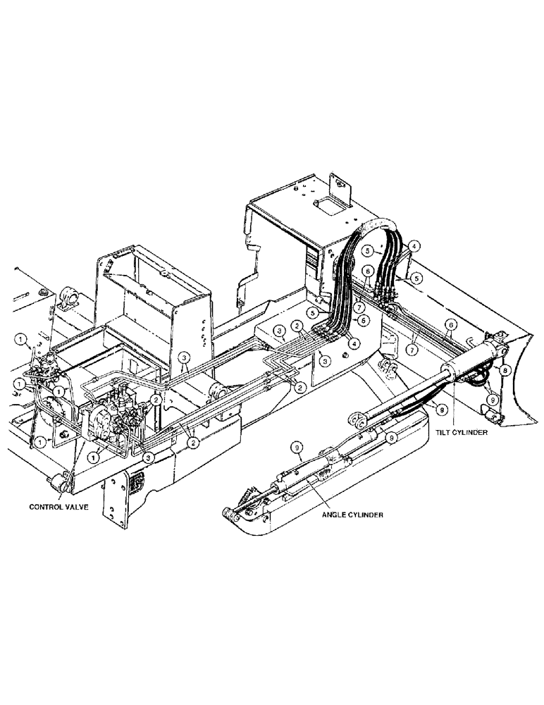 Схема запчастей Case 1150E - (1-10) - PICTORIAL INDEX, DOZER TILT/PITCH AND ANGLE HYDRAULIC CIRCUITS ATP DOZER MODELS (00) - PICTORIAL INDEX
