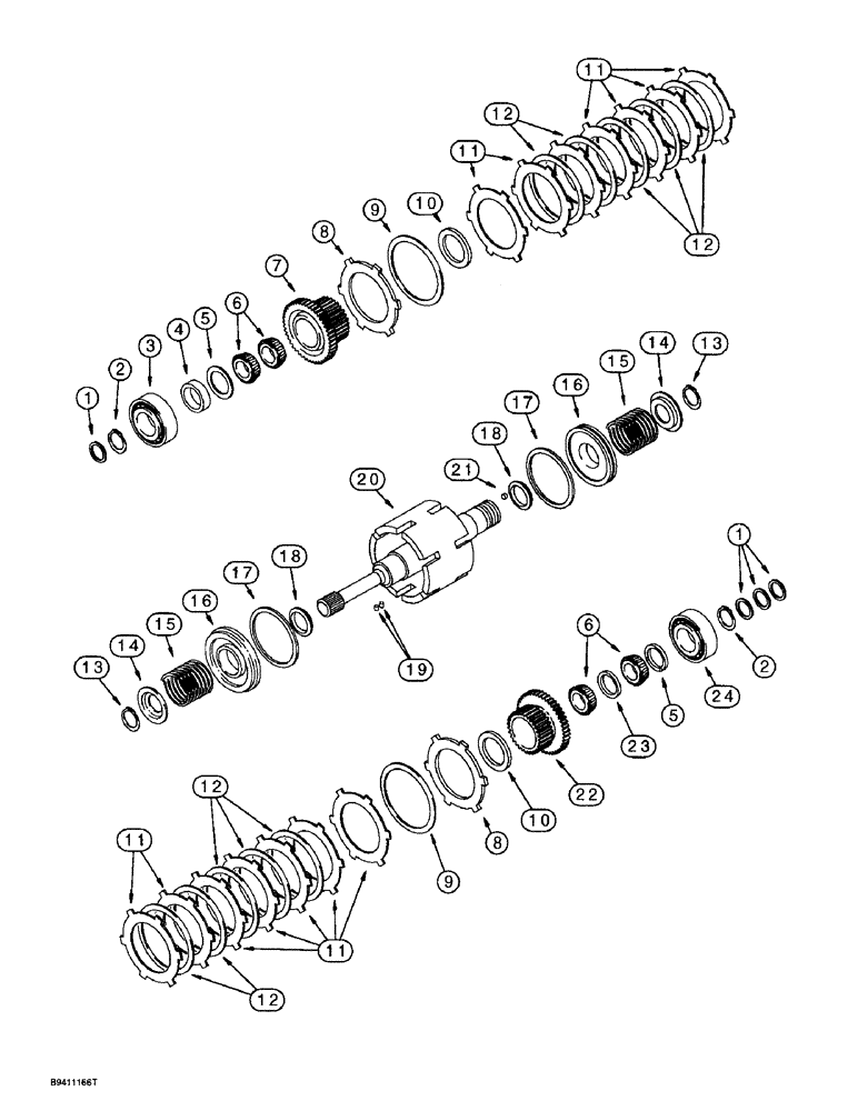 Схема запчастей Case 580SL - (6-36) - TRANSMISSION ASSEMBLY, INPUT SHAFT, TWO WHEEL OR FOUR WHEEL DRIVE (06) - POWER TRAIN
