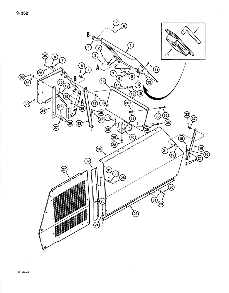 Схема запчастей Case 1187B - (9-362) - RIGHT-HAND SIDE PANELS (09) - CHASSIS