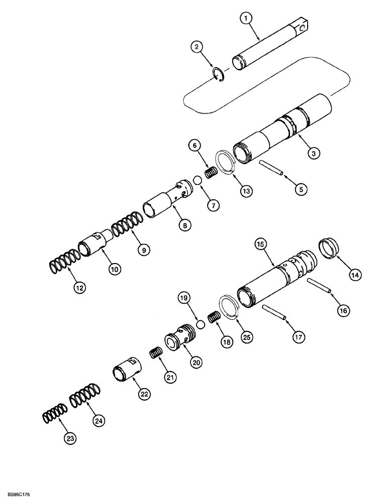 Схема запчастей Case 850G - (6-25A) - TRANSMISSION CONTROL VALVE SPOOL ASSEMBLIES (03) - TRANSMISSION